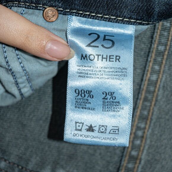 MOTHER Denim The Looker Distressed Skinny Jeans Blue Tarnished size 25 - Picture 9 of 11